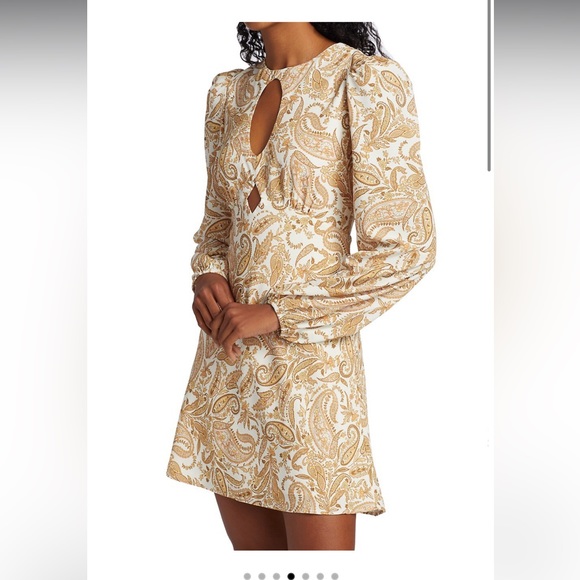 Gold and White Paisley Dress ‘Channing’ - Picture 3 of 6